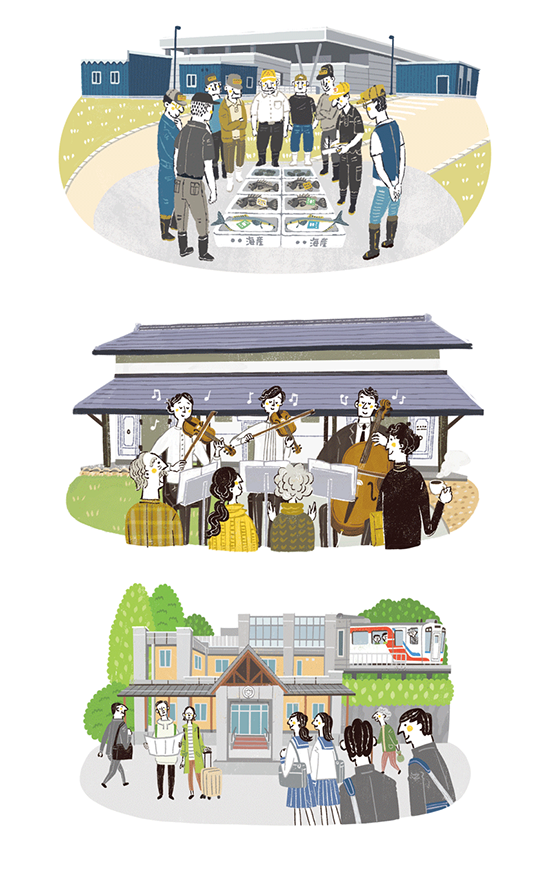 公共団体 広報誌 カットイラスト制作 イラストレーターStudioCUBE.