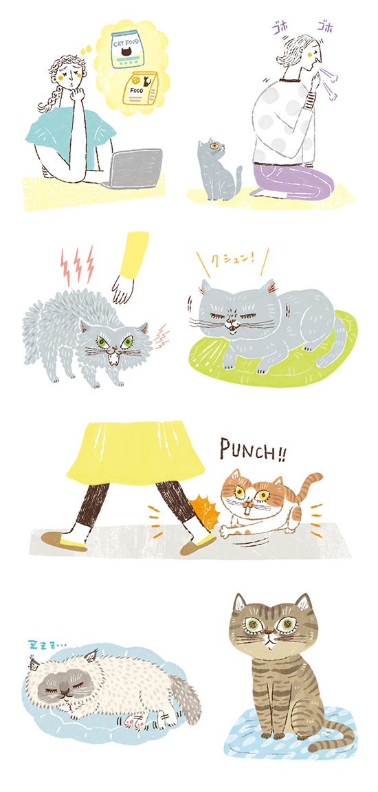 ベネッセコーポレーション＜ねこのきもち＞動物 猫 カットイラスト制作 イラストレーターStudioCUBE.