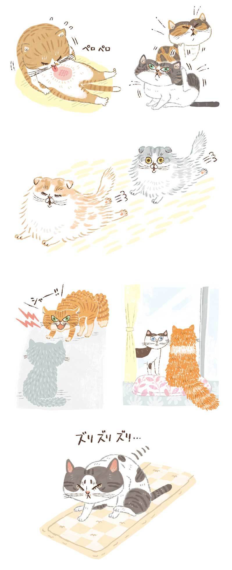 ベネッセコーポレーション＜ねこのきもち＞動物 猫 カットイラスト制作 イラストレーターStudioCUBE.